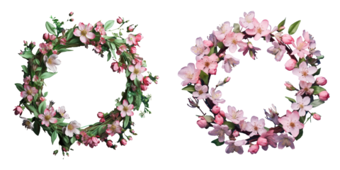 Spring flowers on a transparent background Apple tree in bloom