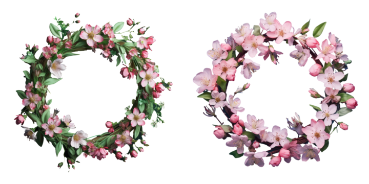 Spring flowers on a transparent background Apple tree in bloom