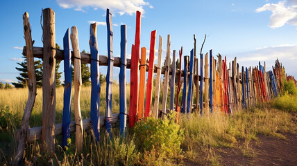 wooden fence constructed from timber and sticks