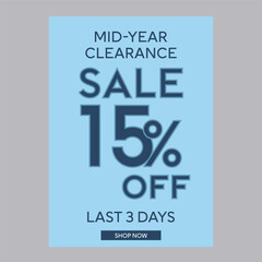 Mid year clearance sale 15% off discount promotion poster