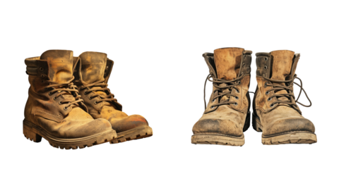 Tattered boots transparent background