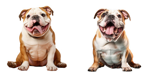 transparent background isolated english bulldog sitting with silly expression