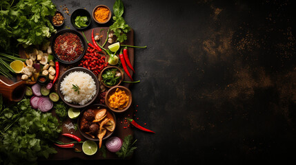 Obraz na płótnie Canvas food background with Copy space random color, Generative Ai