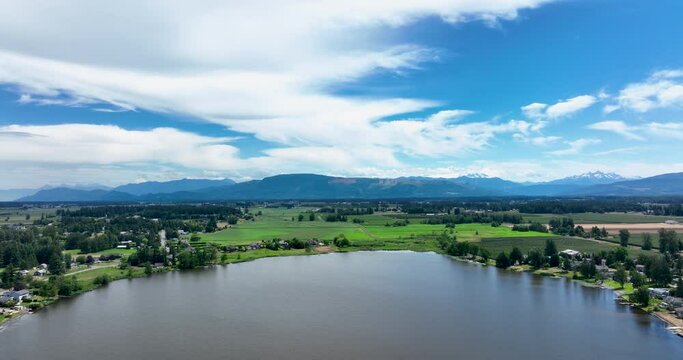 Wiser Lake Aerial View City of Lynden WA Cinematic Landscape Whatcom County