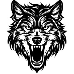 Wolf head werewolf halloween monster logo black silhouette