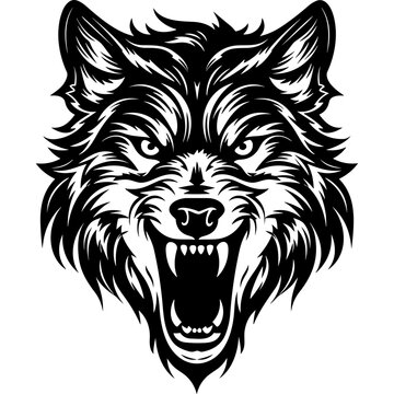 Wolf head werewolf halloween monster logo black silhouette