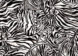 Abstract black and white animal seamless texture with zebra skin imitation. High quality illustration for trendy home textile, bedding, wallpaper, interior decor, apparel fabric, package.