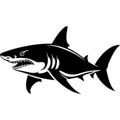 Obraz premium Shark logo black silhouette isolated