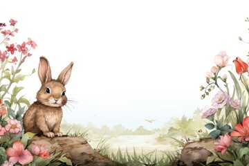 Personalize, Fill in the Blank, design Template Illustration and backgrounds for party and celebration printed invitations, posters, flyers, and banners, white, floral, flowers, thank you, rabbit