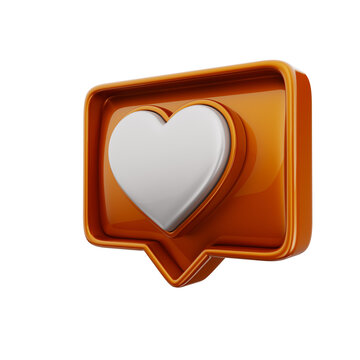 Naklejki Emoji de Curtida Laranja com Coração Branco Elemento 3D 