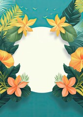 Personalize, Fill in the Blank, design Template Illustration and backgrounds for party and celebration printed invitations, posters, flyers, and banners, tropical, island, vacation, luau, floral - obrazy, fototapety, plakaty