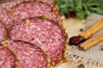 Pork sausage with spices and a lot of garlic