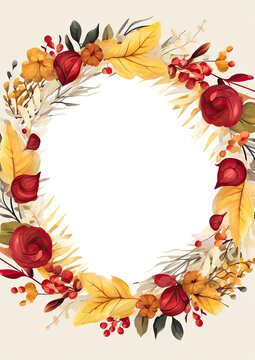 Personalize, Fill in the Blank, design Template Illustration and backgrounds for party and celebration printed invitations, posters, flyers, and banners, fall, harvest, thanksgiving, leaves, wreath