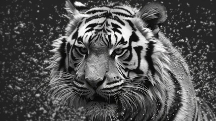 Amazing tiger in monochrome