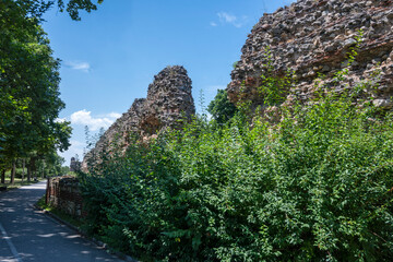 Fototapeta na wymiar Ruins of Roman fortifications in town of Hisarya, Bulgaria