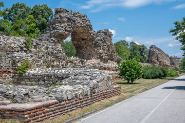 Fototapeta premium Ruins of Roman fortifications in town of Hisarya, Bulgaria