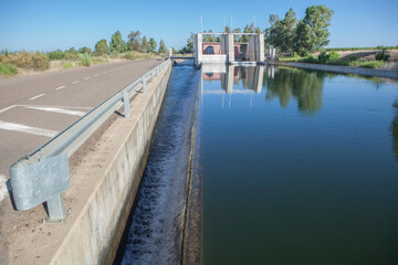 Fototapeta na wymiar Flood gates control station of Irrigation canal