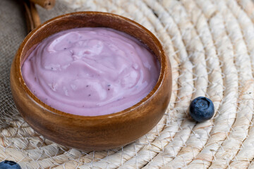 blueberry yogurt with the addition of ripe blueberries
