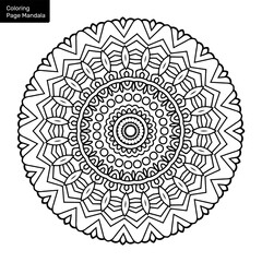 Outline mandala for coloring book. Clean Decorative round ornament. Oriental pattern, Vector illustration Coloring book page. Circular pattern in form of mandala for Henna, Mehndi, tattoo, decoration.