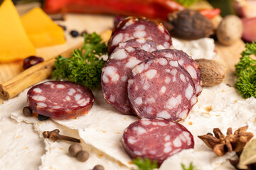 dried meat sausage with spices