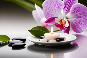 Fototapeta na wymiar spa stones and orchid