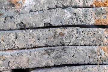 dangerous pieces of bread covered with mold on the table