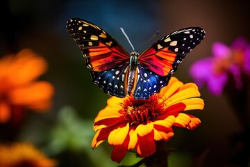 Beautiful tropical butterfly on flower.
