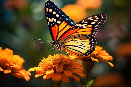 Beautiful tropical butterfly on flower.