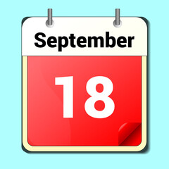 day on the calendar, vector image format, September 18