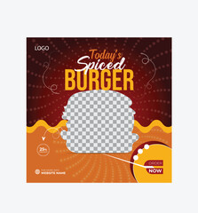 Creative Simple Burger Spiced Social media ads template
