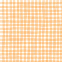 Orange Gingham Check Hand Drawn Background