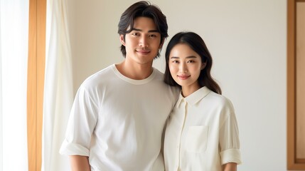 家にいるアジア人カップル・夫婦・恋人・パートナー・結婚