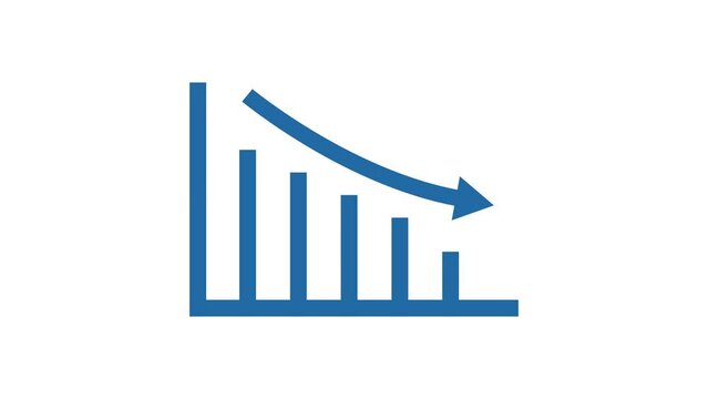 Animated decrease diagram with arrow line showing Economic crisis, recession, decrease graph, Bar chart, Profit down. Motion graphic design for business