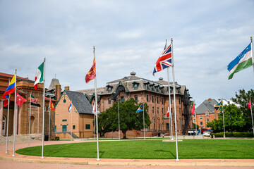 Buildings and flags, Hampton University, Virginia
