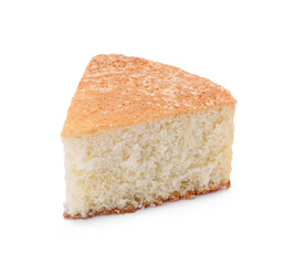 Piece of tasty sponge cake isolated on white