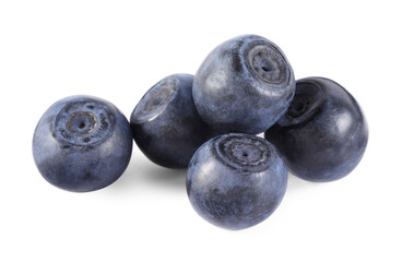 Delicious ripe bilberries isolated on white. Seasonal berries
