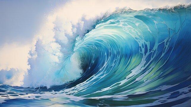 Beautiful blue tidal wave