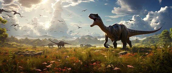 Dinosaurs in Prehistoric Land