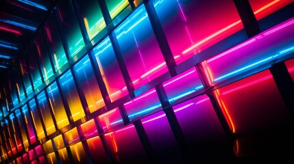 Neon lights in a repetitive pattern. Generative AI. 