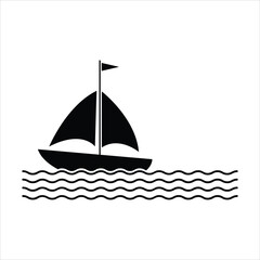 Boat icon, Sail, Sailing, ship icon flat illustration on white background..eps