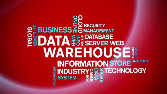 4k Data Warehouse Animated Tag Word Cloud;Text Design big data Animation typography seamless loop.