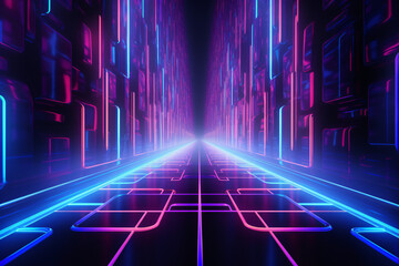 Cuarto ifinito futurista con luces ne&oacute;n