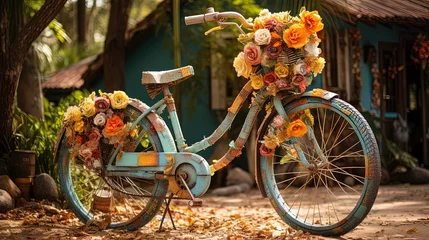 Foto op Plexiglas Fiets bicycle on front yard