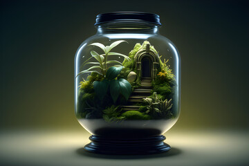 
"Immerse yourself in a new realm of artistic wonder with AI-generated terrarium art. Experience the harmony of nature and technology as virtual ecosystems come alive through intricate designs. 