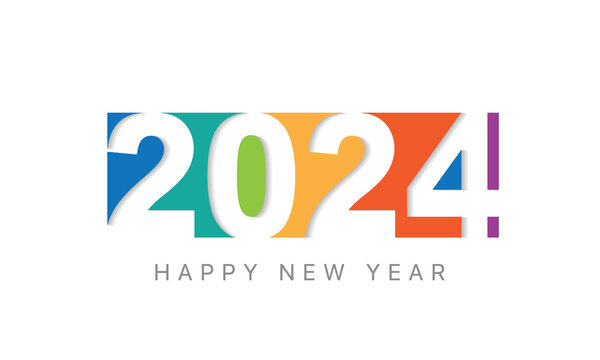 Happy new year 2024, horizontal banner. Brochure or calendar cover vector design template.