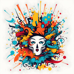 abstract colorful face ilustration
