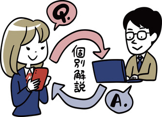 中学生と個別解説をする先生