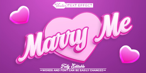 Sweet Marry Me Vector Editable Text Effect Template