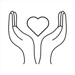 Heart in hand, charity icon. Vector flat illustration on white background..eps