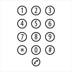 Interface keypad, numbers icon. Vector flat illustration on white background.